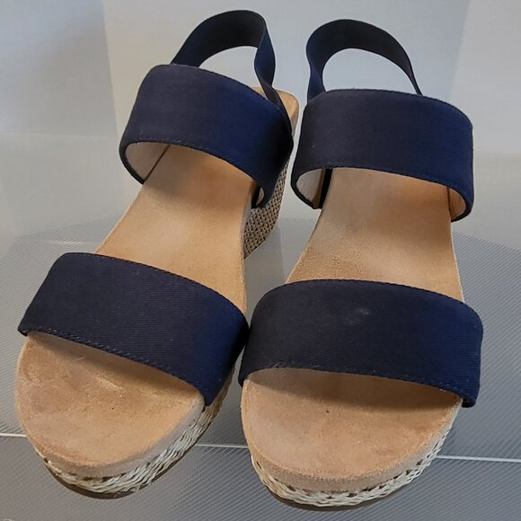 Life Stride Soft System navy blue wedge sandals EUC worn once size 9.5 - Picture 3 of 13